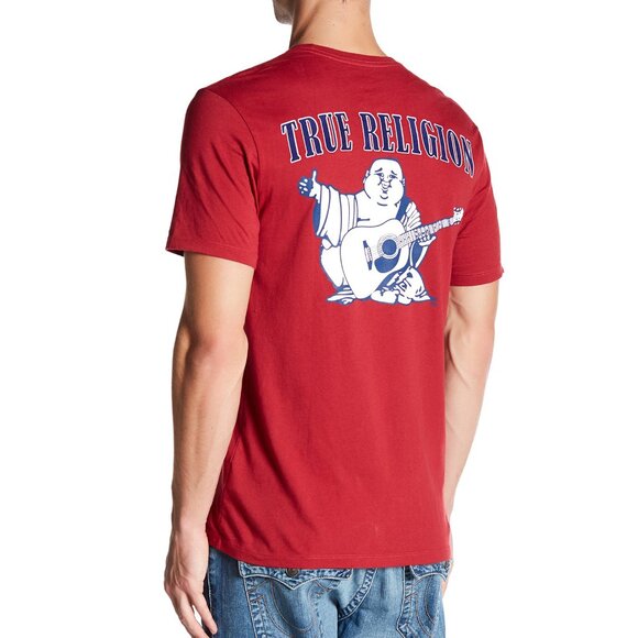 TRUE RELIGION Buddha Graphic Short Sleeve Crew Neck Red Tee - Large - Picture 2 of 2